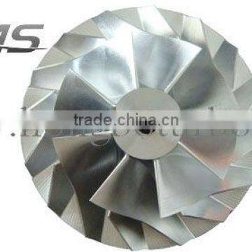 Titanium billet turbo compressor wheel