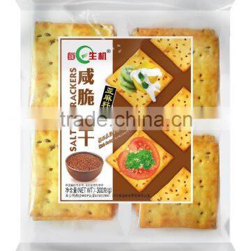 Healthy and crispy biscuit -300g*12bag Saltine Crackers(linseed flavour)