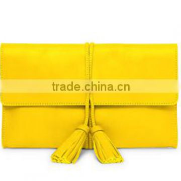 wholesale fashion Tasseled genuine Leather Clutch bag