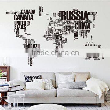 Letter Colorful decal DIY world map vinyl wall sticker