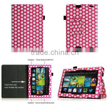 2013 Edition Tablet Cover Polka Dot Magenta Design For Kindle Fire HD 7.0