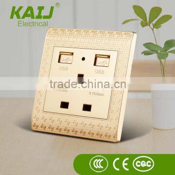 hot selling BS standard 1 G 13A switched socket USB PC material usb electric socket