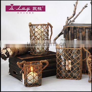 square shape rope weaved lantern