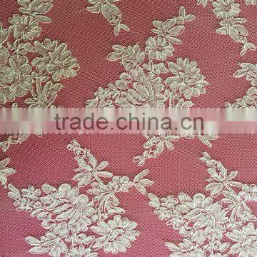 Fancy white flower design jacquard lace fabric SAY128-3C