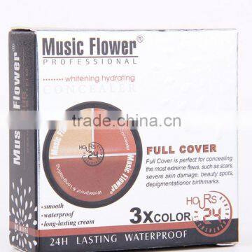 Music Flower whitening hydrating concealer cosmetic waterproof long lasting 3color in 1 concealer palette