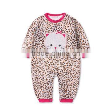 2015 fashion new product Leopard 100% cotton baby winter animal romper for sale