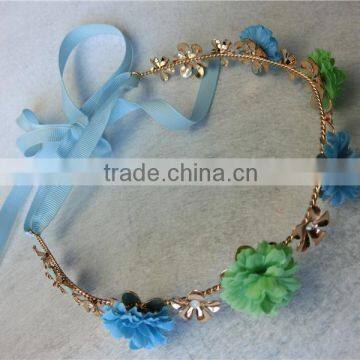 Baroque flower metal headband gold metal leaves Pearl thin hair band wedding bridal crown hair accessories girls FHHBC5001-2