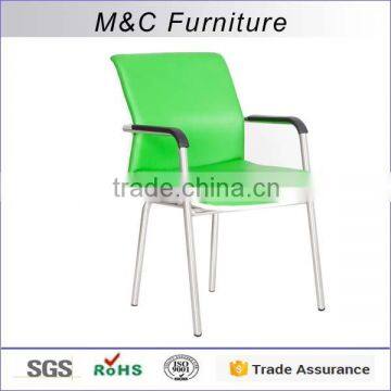 Green color PU faced comfortable conference leather chair