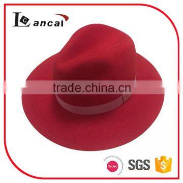 New Fashion 100% Wool Red Felt Fedora Hat
