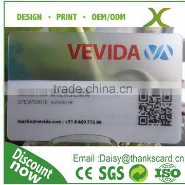 Free Design~~!!QR code transparent pvc business card/transparent business card printing