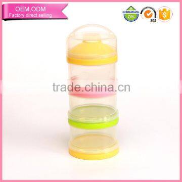 Baby accessories BPA free plastic baby milk powder storage container three compartments