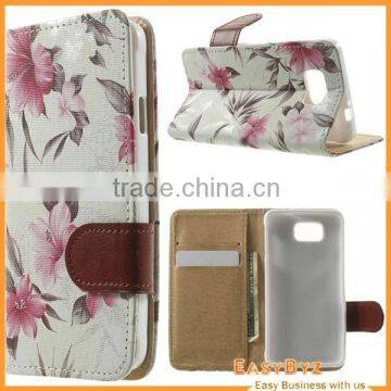 Elegant Flowers Pattern Leather Wallet Case Cover for Samsung Galaxy Alpha