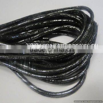 Round nappa leather 4mm snake style silver-black