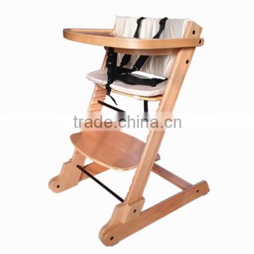 Baby high chair with cushion and 5 point hardness / Wooden high chair