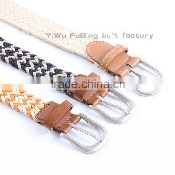 Custom Logo Mix Color Woven Braid Elastic Belt With Pin Buckle