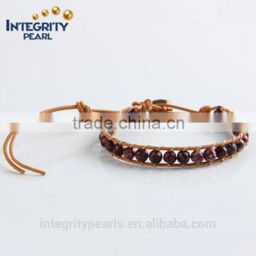 6mm unique real stone leather bracelet braided, simple leather bracelet, leather bracelet handmade