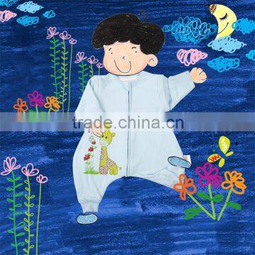 100% Cotton Anti Kicking Infant Child Foot Sleeping Bag Long Sleeve Without Filling Blue Style photo-2