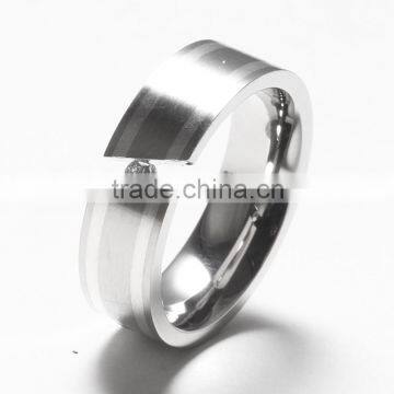 Bezel setting titanium men's wedding band wholesale titanium engagement ring