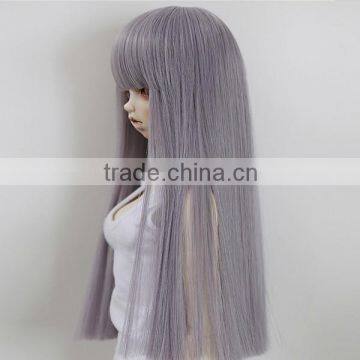 New Arrival Long Silky Straight Smoke Purple Doll Wig With Full Bangs photo-2