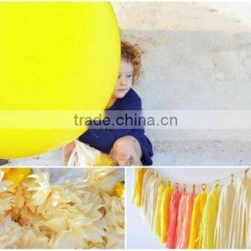 NEW complete party decoration kit -you are my sunshine party - 2 giant 36" balloons with tassels + 10 pom poms + tassel garland