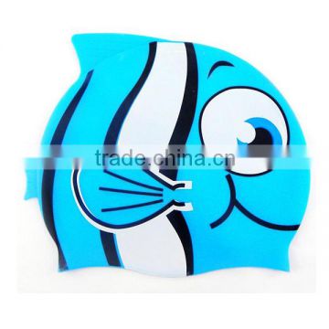 animal print silicon swimming cap,cartoon swim cap hat,children swimming cap