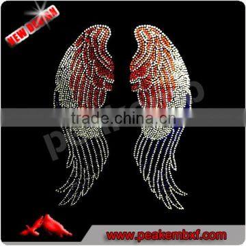 Beautiful Angle wing Fourth of July rhinestone applique for T-shirt