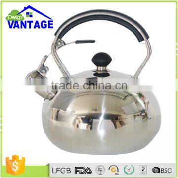 2016 new design 2.5L stainless steel whistle tea kettle with mirror polished