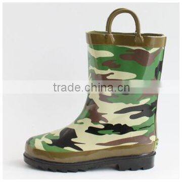 Hot sell camouflage pattern rubber rain boots for kids