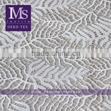 Fashion design hollow out water soluble austrian lace fabric in white