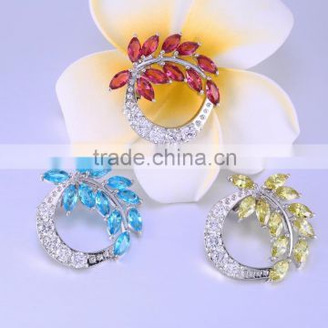 Charm vintage brooches for garment,sheep brooch with colorful cz,elegant leafe brooch