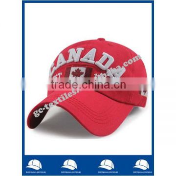 Canada flag red good quality embroidery logo outdoor baseball cap custom