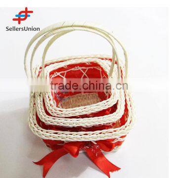 2017 No.1 Yiwu agent hot sale export commission agent 3pcs/set square shape braided gift fruit/flower basket