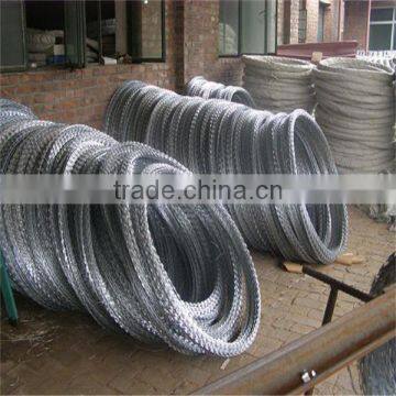 Supply high quality galvanized decorative barbed wire fencing,flat razor wire fencing