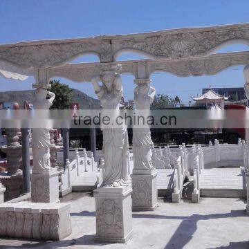 Hand Carved White Marble Statue Design Long Gazebo photo-2