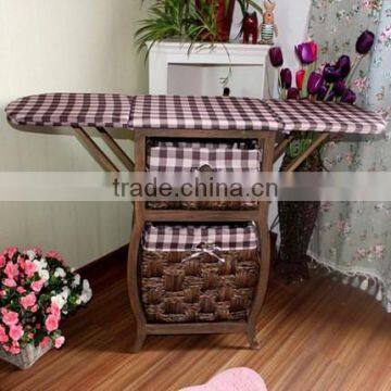 Folding Wooden Ironing Board With Wicker Drawer photo-1