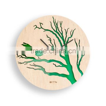 Modern Wall Clock "Bird", Large Wall Clock, Wooden Clock, Wood Decor White Bird Interior, plywood, handmade clock