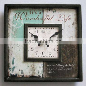 Popular Style ! 2016 Decorative Square Wooden MDF Wall Clock