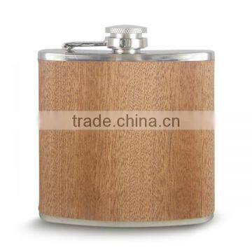 Hot Sell Stainless Steel Hip Flask, Cherry Wooden Hip Flask