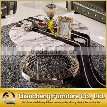 Hot Sale Round 20mm Marble Top Golden Base Coffee Table photo-6