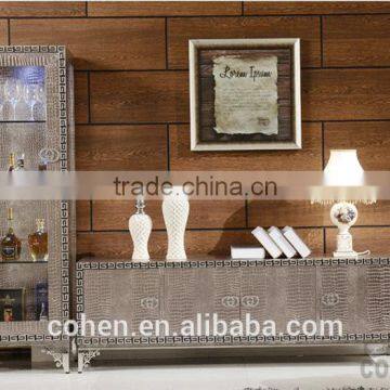 E106 Postmodern Western-style High Quality Stainless Steel Crocodile PU tv Stand/cabinet photo-2