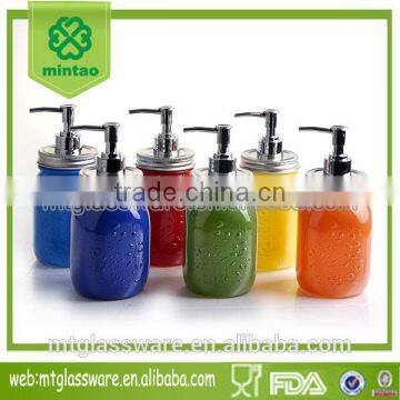 hotsale 16oz colorful hand wash bottle liquid soap glass jars