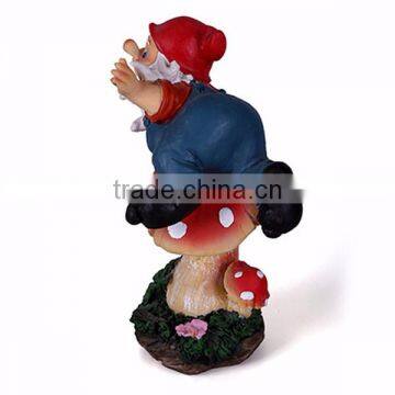 Custom Polyresin Funny Small Garden Gnome Figurine With Mushroom photo-6