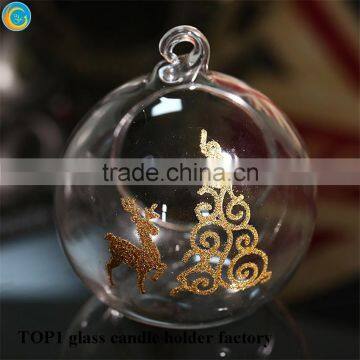 Round Ball Shaped Antique Glass Candle Holder photo-2