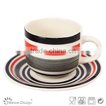 Cup Saucer Silk Screen High Quality Modern Design Top Sale With Strips photo-3