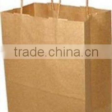 KRAFT PAPER HANDLE SHOPPING/GIFT BAG, 8X4-1/2X10-1/4, FLAT BOTTOM, BROWN,