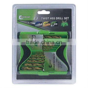 14pcs HSS Drill Bit Set in Plastic Case