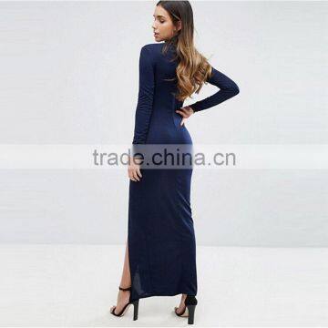 2017 Women Long Sleeve High Neck Maxi Dress With Choker Detail HSd9035 photo-2