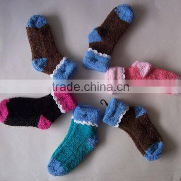 Girls Gender and Adults Age Group ankle fuzzy sock