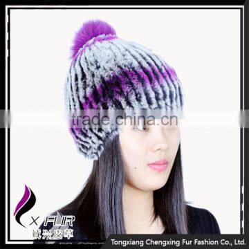 CX-C-58K In-Stock Items Fashion Winter Rex Rabbit Fur Top Ball Beanie Hat photo-6