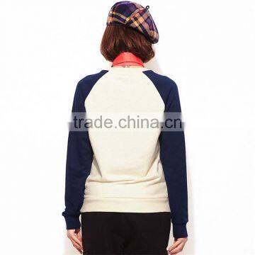 Black and White Raglan Blank Pullover Sweatshirt Top Stitch Sweatshirts photo-3